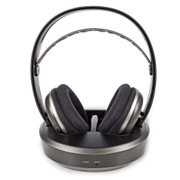 casti wireless cu transmisie prin radio frecventa si statie de incarcare negru/argintiu, nedis