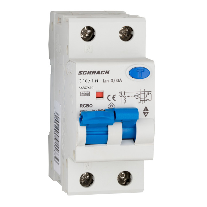 siguranta electrica automata diferentiala schrack amparo ak667610--, 6ka, 10a, 1p+n, 30ma, tip a