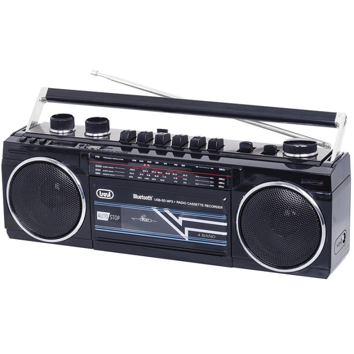 radiocasetofon portabil rr 501 bt fm, bluetooth, mp3, usb, negru trevi