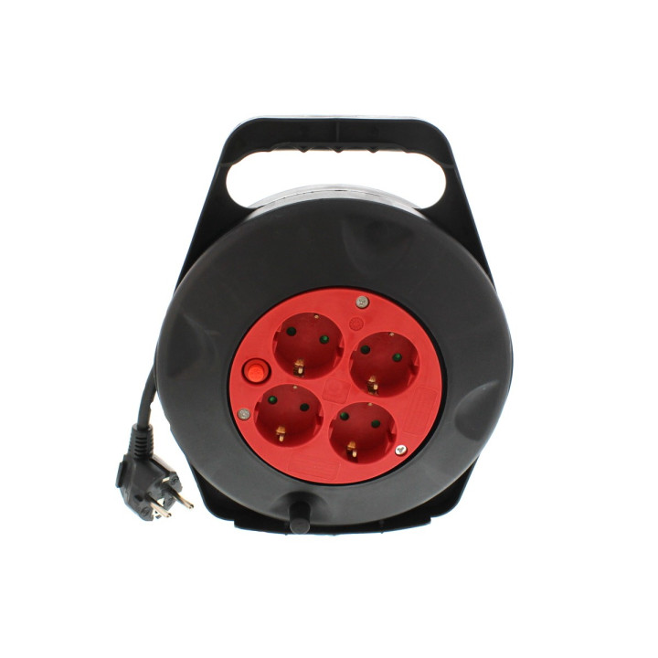 prelungitor cu derulator, cu termosiguranta, 4 prize, 10m 1.5mm ip20, well