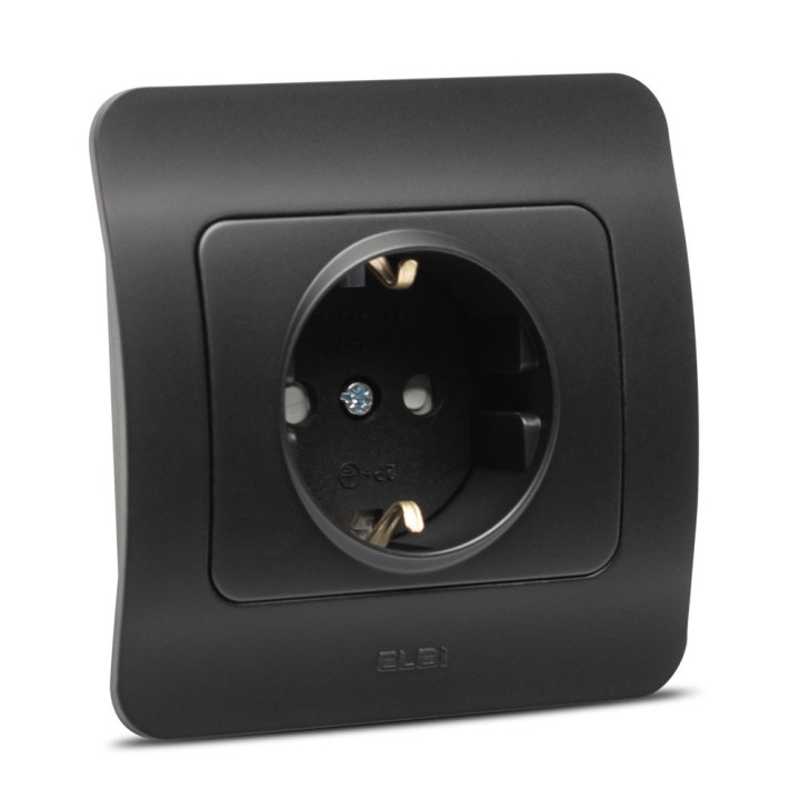 jazz priza cp protectie copii, negru mat, elbi
