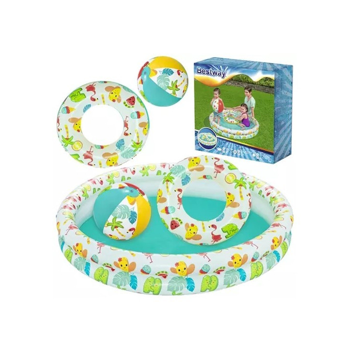set piscina gonflabila 3 in 1 - piscina, colac gonflabil si minge