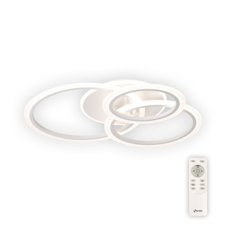 plafoniera circle led 90w 3cct cu telecomanda, alb, erste