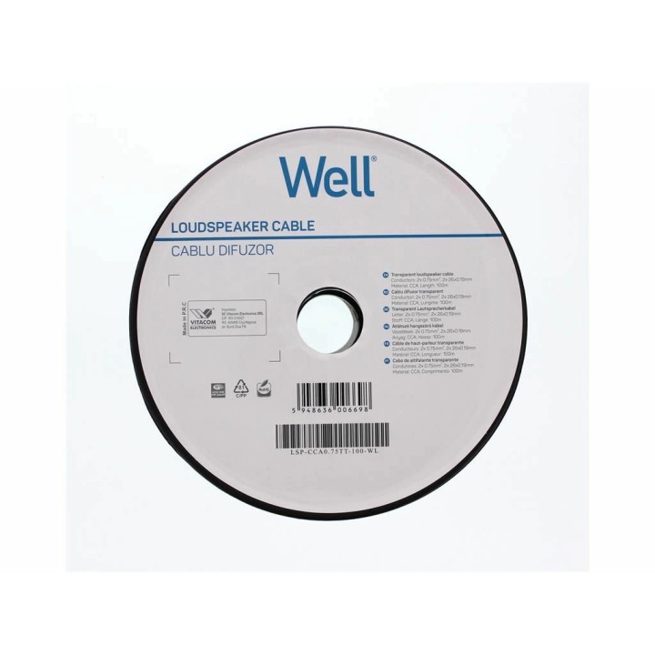cablu difuzor transparent 2x0.75mmp, 100m, well
