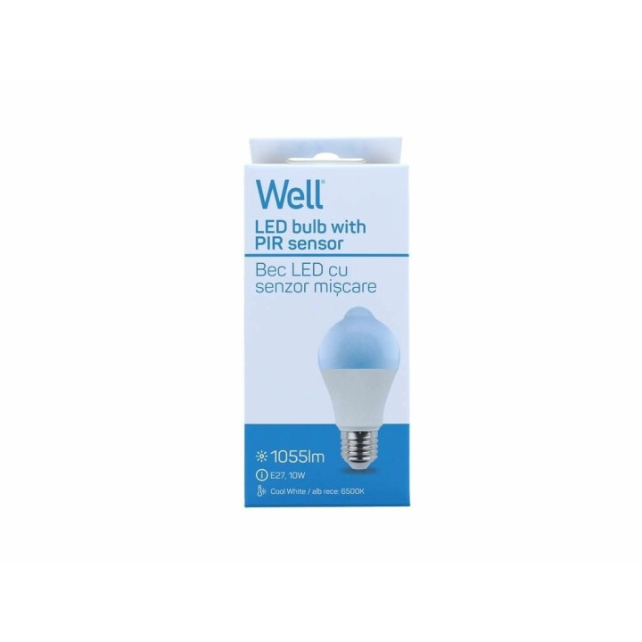bec led cu senzor pir a60 10w lumina rece well