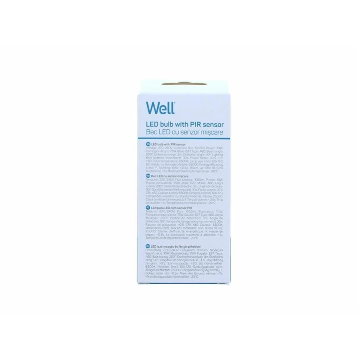bec led cu senzor pir a60 10w lumina rece well