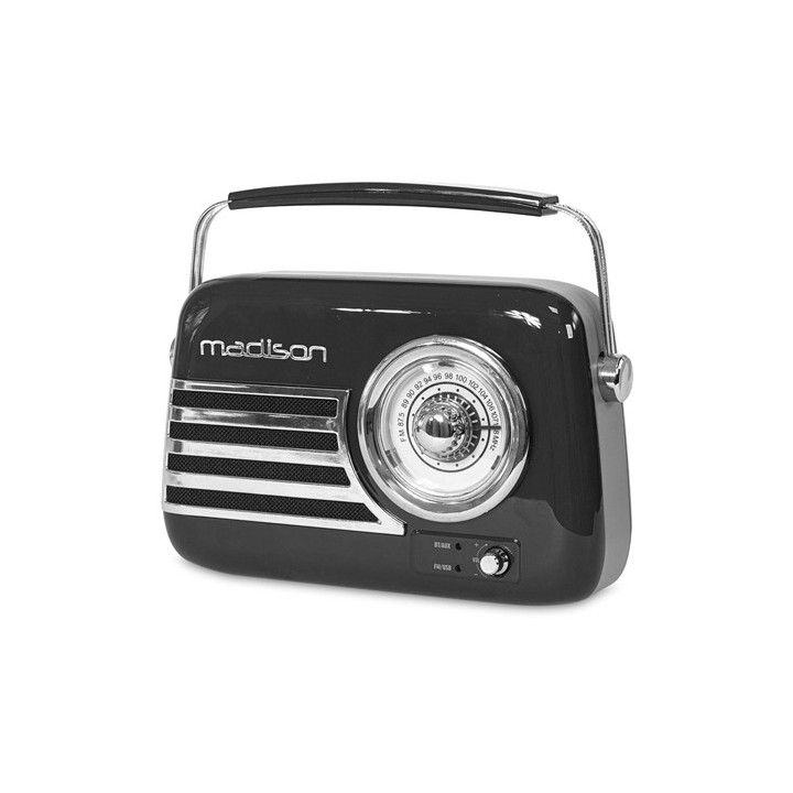 radio fm portabil nostalgia 15w cu functie bluetooth/aux - negru