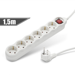delight - prelungitor cu distribuitor 6 prize, cu intrerupator - 1,5 m