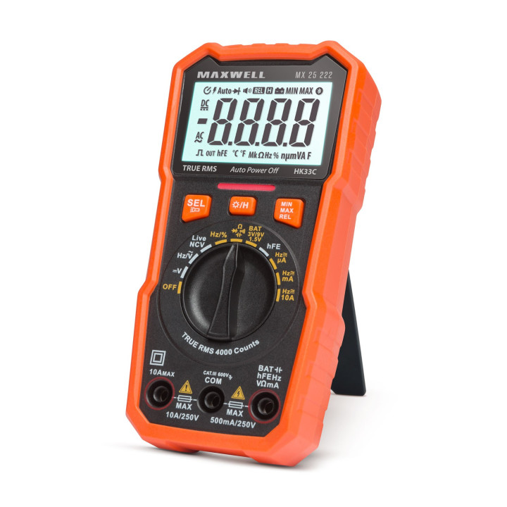 multimetru digital maxwell mx 25222 cu tester baterie + functie lumina de lucru