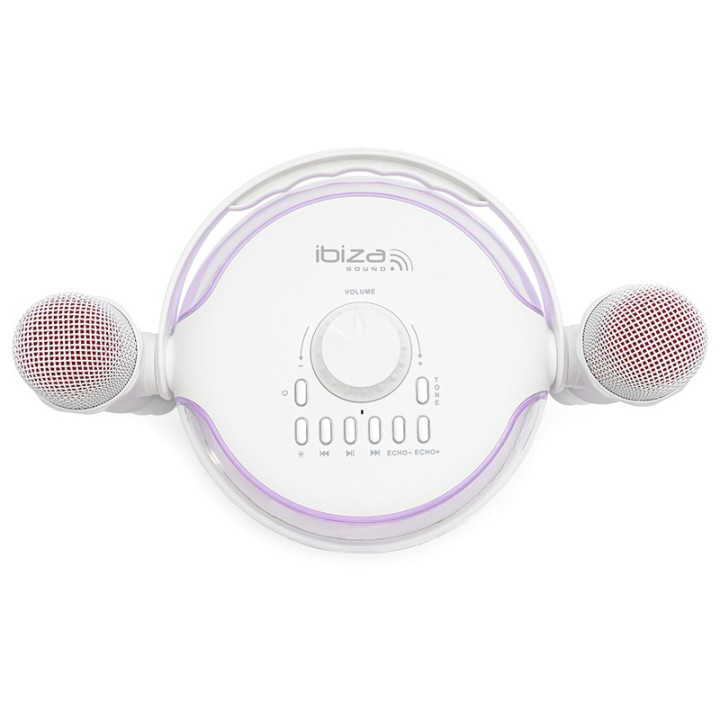 boxa karaoke cu 2 microfoane wireless bt/usb/msd/aux - alb