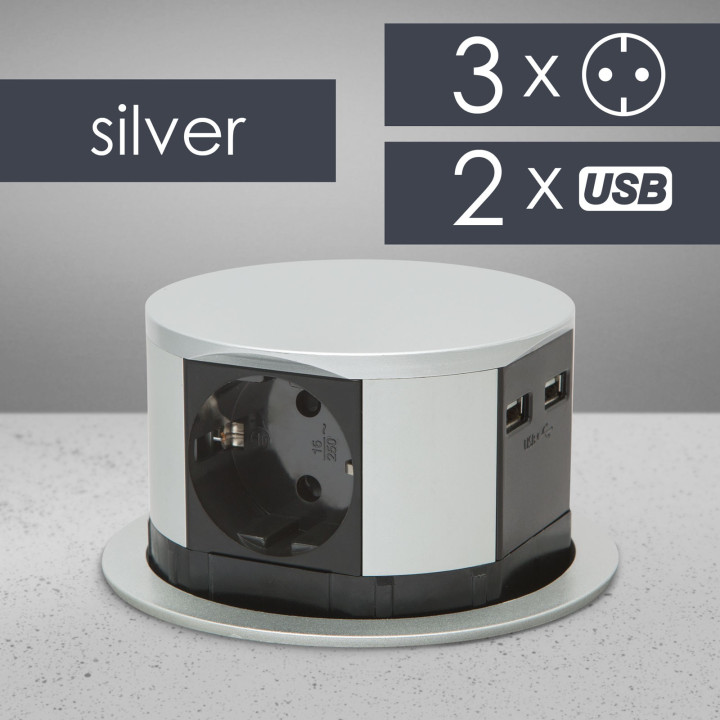 bloc multipriza incorporabil, 3 prize + usb