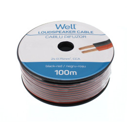 cablu difuzor rosu/negru 2x0.75mmp, 100m, well