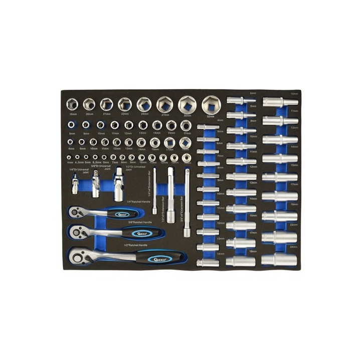 Truse Scule, Trusa chei cu clichet 1/4"-1/2", 80 piese, GEKO G10833A -2, dioda.ro