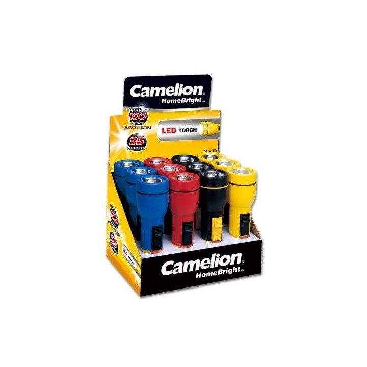 lanterna cu led, 4 culori, utilizeaza 2 x d r20, camelion
