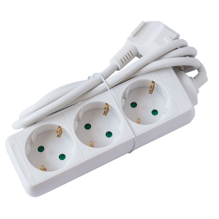 Cabluri, Prelungitor Strohm, 3 prize, protectie copii, 3x1mm, cablu 3 m, Alb -1, dioda.ro