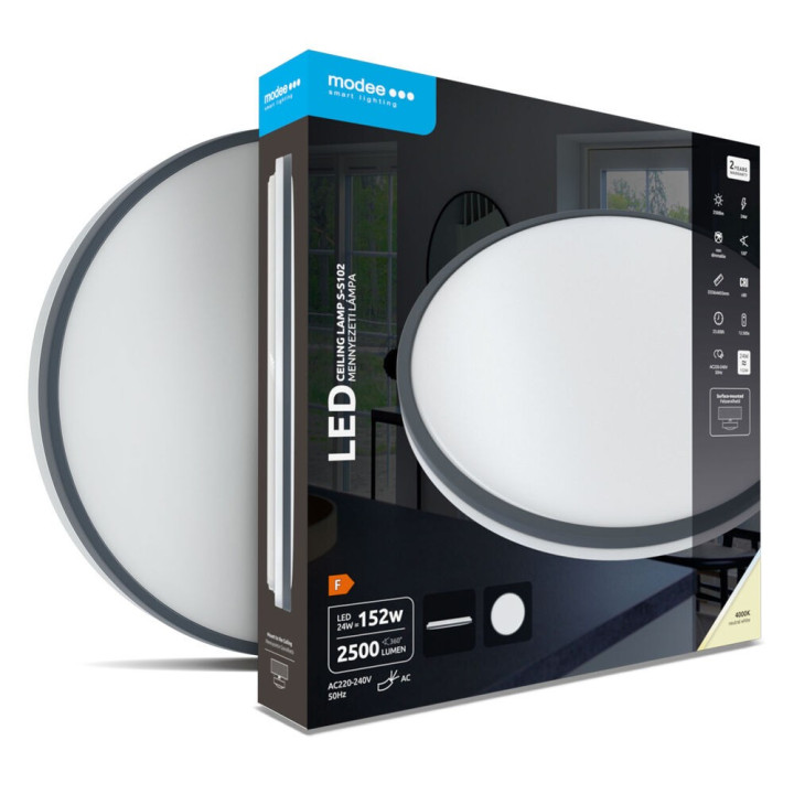plafoniera led 24w 330mm 4000k 2500lm,alb/gri, modee