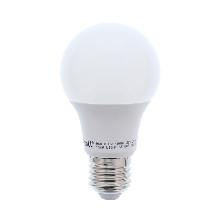 bec led cu senzor lumina a60  8.8w  806lm  lumina naturala well