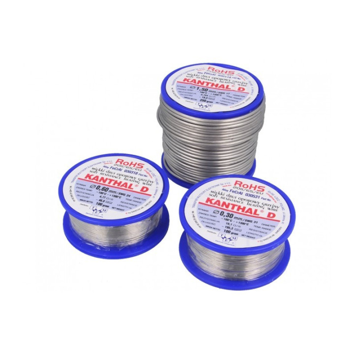 Nichelină - Sârmă rezistivă, Nichelină 0.4 Sârmă rezistivă 10,7Ω/m  -100÷1300°C  Øext: 0,4mm  FeCrAl -1, dioda.ro