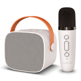 mini boxa karaoke cu microfon wireless - alb