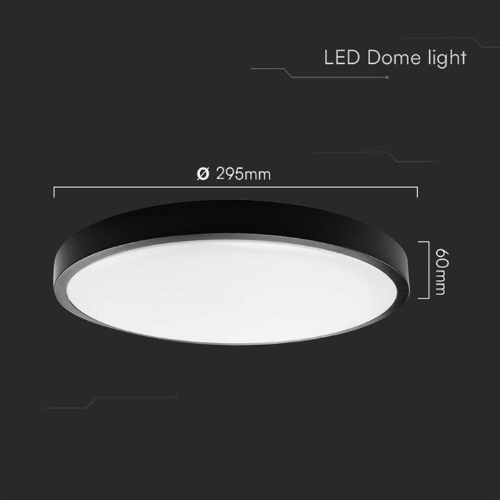 plafoniera led 36w ip44 6500k alb rece - negru