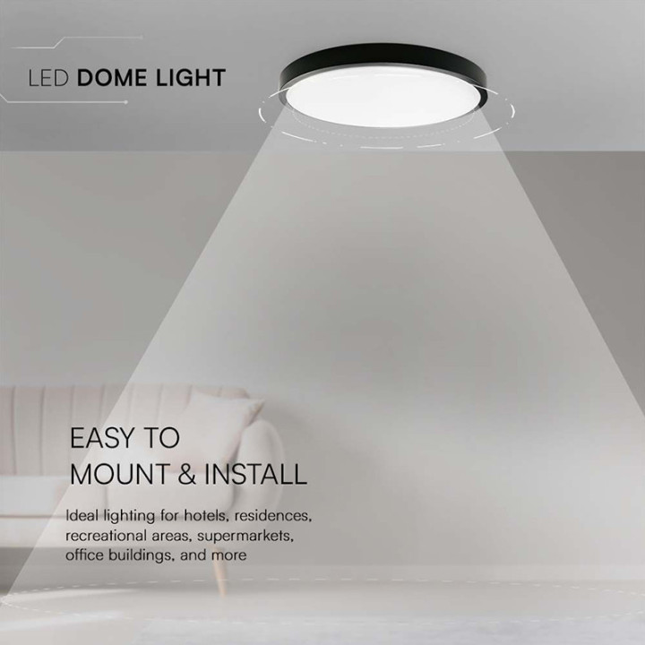 plafoniera led 36w ip44 6500k alb rece - negru