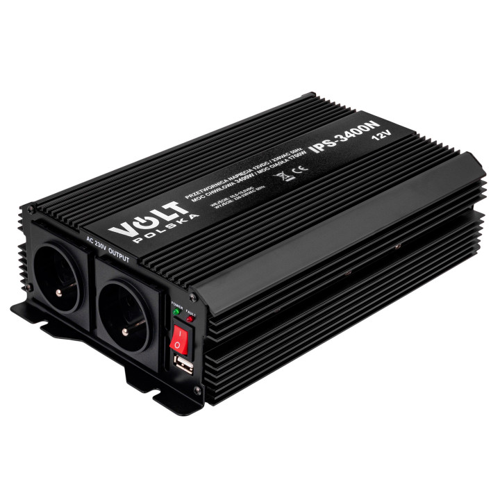 Invertoare auto, Invertor auto Convertor de tensiune IPS-3400N (12V / 230V / 3400W) VOLT POLSKA -4, dioda.ro
