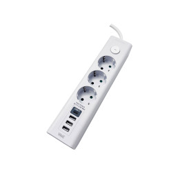 prelungitor well  3 prize  3m  3x usb-a  1x usb-c  cu intrerupator  cablu 3x1.5mmp