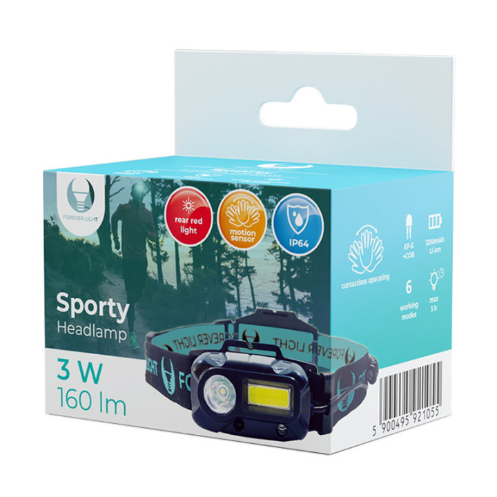 frontala led 3w + 3w cob 160lm 1200mah