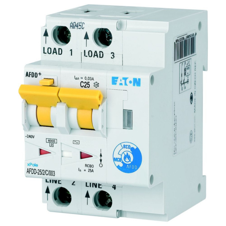 intrerupator diferential afdd 25a 2p c 10ka 30ma, eaton