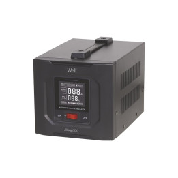 stabilizator automat de tensiune cu servo motor 500va/300w well strong, negru