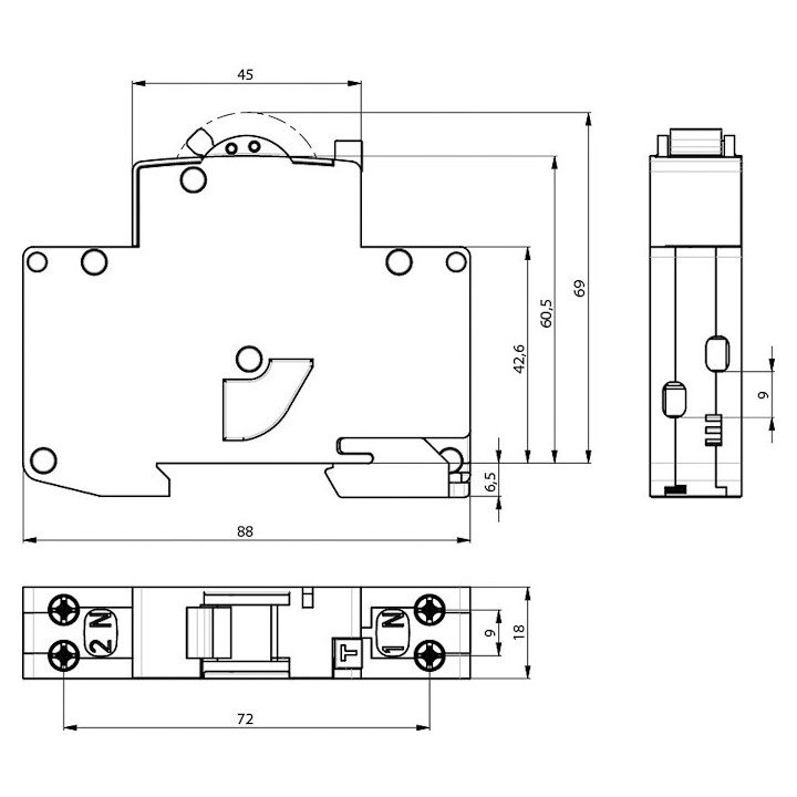 diferential rcbo kzs-1m 1p+n a c20/0.03 6ka 002175225