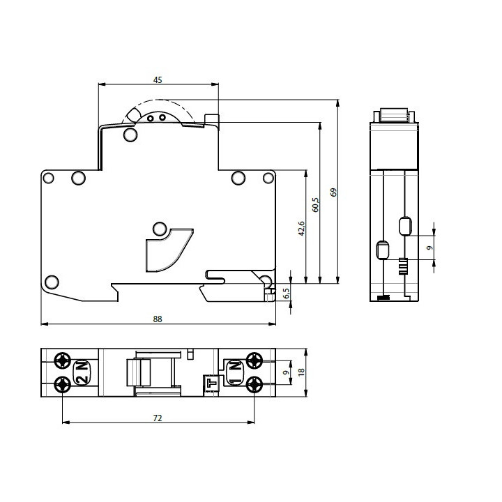 diferential rcbo kzs-1m-uni 1p+n a b25/0.03 002176026