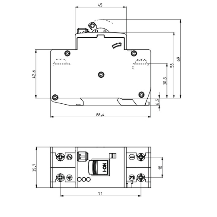diferential rcbo kzs-2m2p edi a b6/0.03 002172401