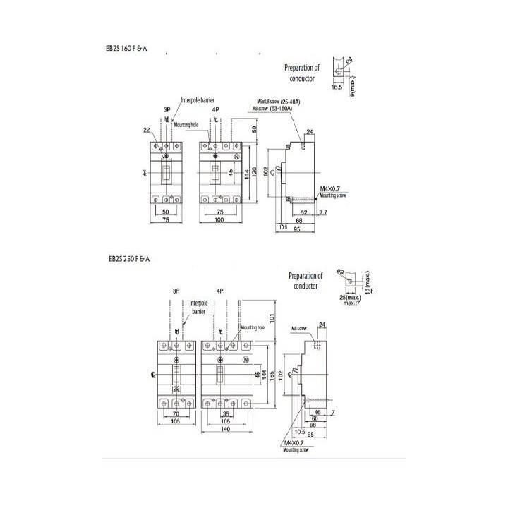intrerupator de circuit in car eb2s 160/3lf 160a 3p 004671811