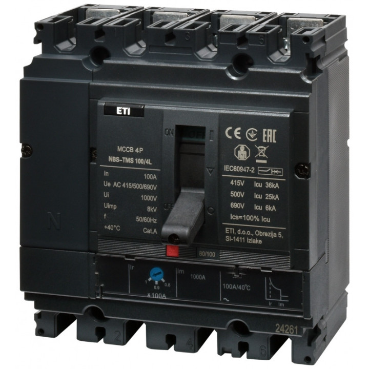 intrerupator de circuit in car nbs-tms 100/4l 100a 4p 004673017