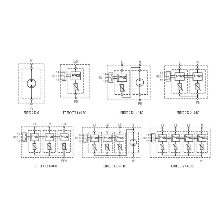protectie supratensiuni etitec c t2 275/20 4+0 002440395