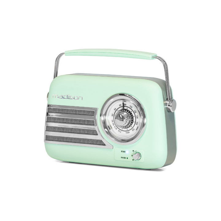 radio fm portabil nostalgia 15w cu functie bluetooth/aux - verde