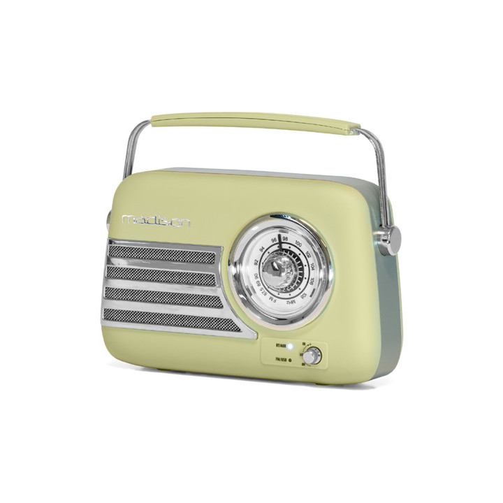 radio fm portabil nostalgia 15w cu functie bluetooth/aux -olive