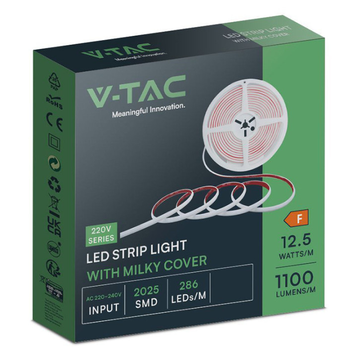 banda led cob 12.5w/m 220-240v ip65 4000k rola 5m