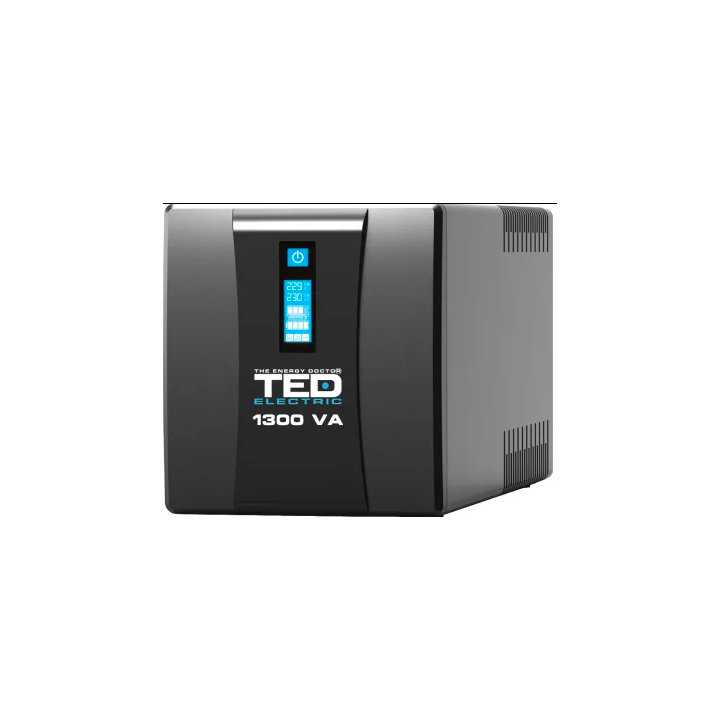 UPS 1300VA 750W cu Stabilizator si Management, 4x Schuko, Ecran LCD si 2x Acumulator 12V 7Ah, TED Electric