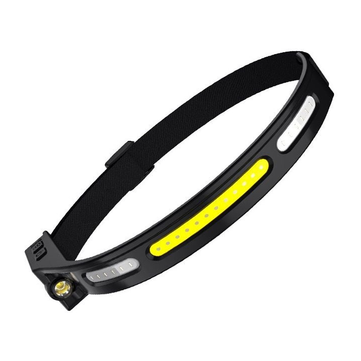 lanterna led pentru cap supfire hl76, led+cob, lumina rosie, control miscare mana, 210lm, incarcare usb-c, 5 moduri, 1200 mah