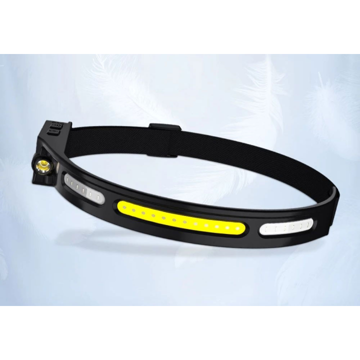 lanterna led pentru cap supfire hl76, led+cob, lumina rosie, control miscare mana, 210lm, incarcare usb-c, 5 moduri, 1200 mah