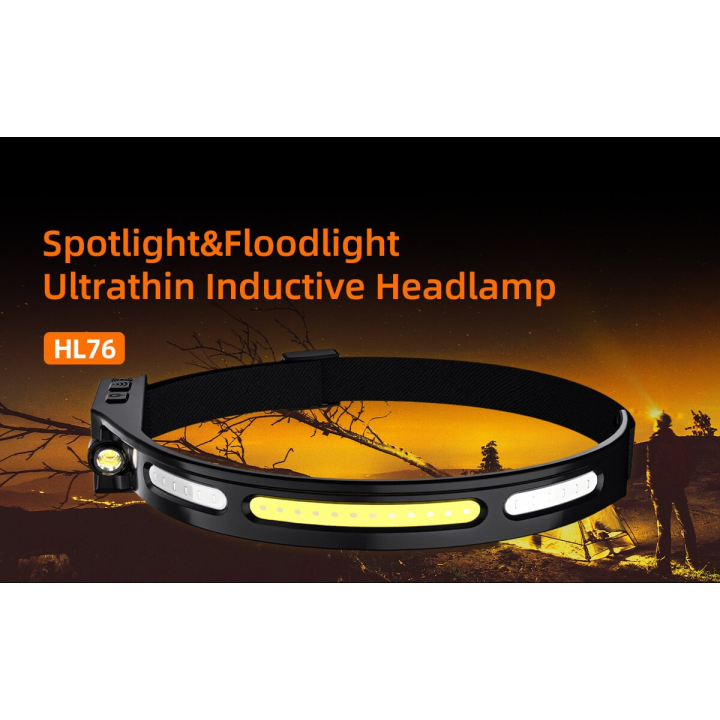 lanterna led pentru cap supfire hl76, led+cob, lumina rosie, control miscare mana, 210lm, incarcare usb-c, 5 moduri, 1200 mah