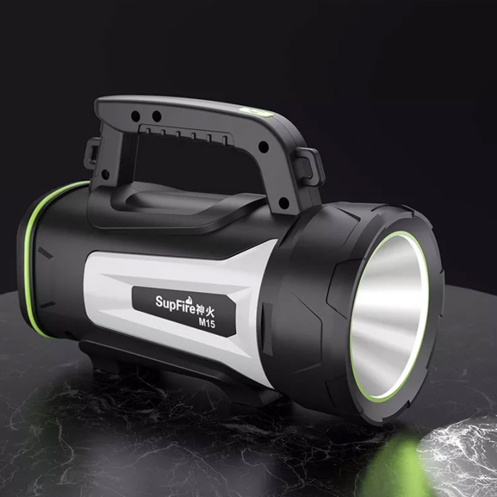 lanterna led superfire m15, usb, 550lm, 400m, powerbank, incarcare usb, 6000mah, lumina rosie