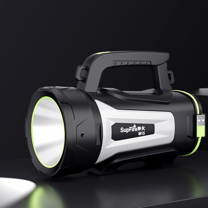 lanterna led superfire m15, usb, 550lm, 400m, powerbank, incarcare usb, 6000mah, lumina rosie