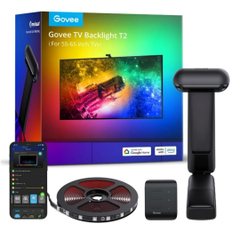 banda led govee h605c envisual tv backlight t2 rgbic, wi-fi+bluetooth, dual camera, 55-65 inch, 60 leds m