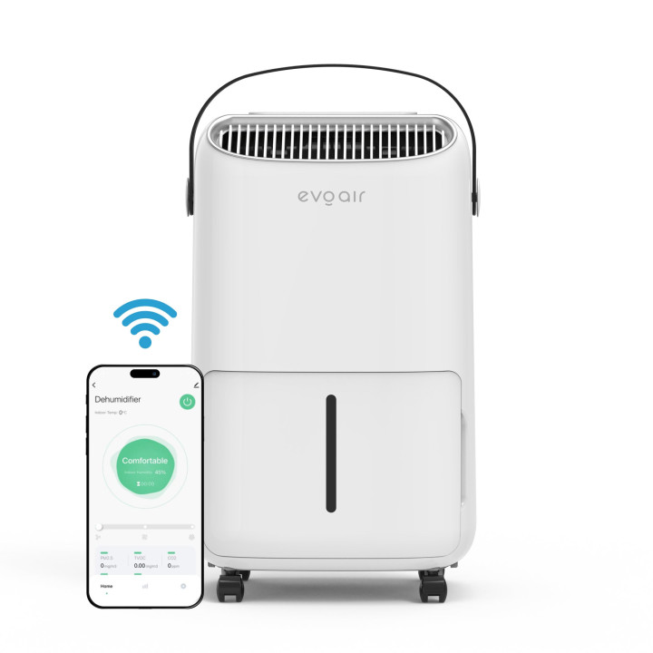 dezumidificator evoair, novadry 16 smart, 16l/24h, senzor de umiditate, functie ionizare, uscare rufe, rezervor 2.5l, lampa uvc,