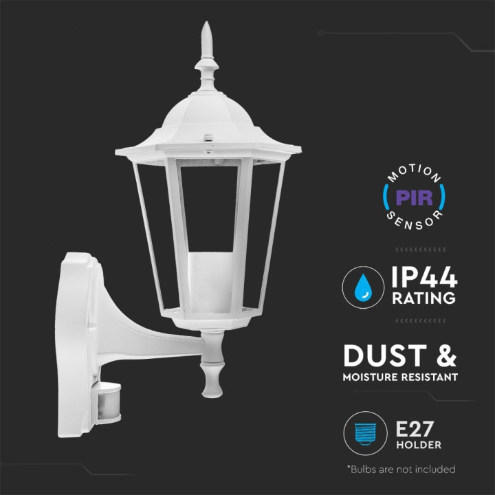 Lampi Iluminare, Lampa de gradina, prindere perete, cu senzor E27 Alb mat -3, dioda.ro