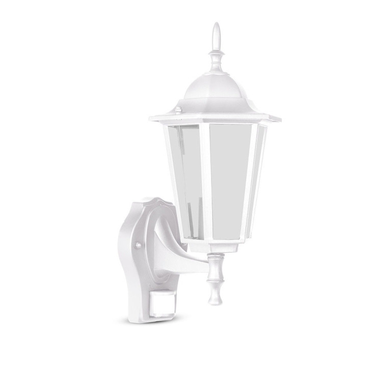 Lampi Iluminare, Lampa de gradina, prindere perete, cu senzor E27 Alb mat -9, dioda.ro