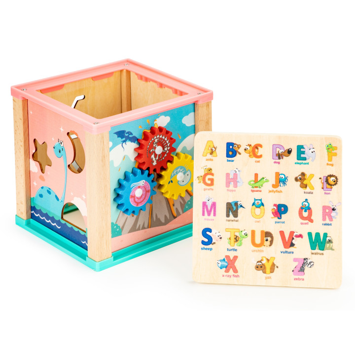 Jucarii, Cub educativ din lemn, sortator Ecotoys mula -2, dioda.ro